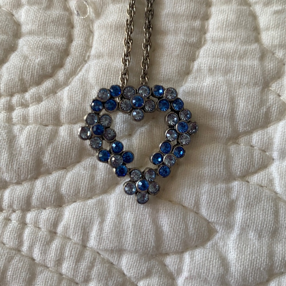 Heart With Blue crystals Necklace